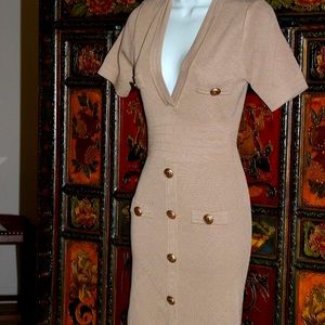 NEW* Jainmy Martinez Beige Sweater Pencil Dress